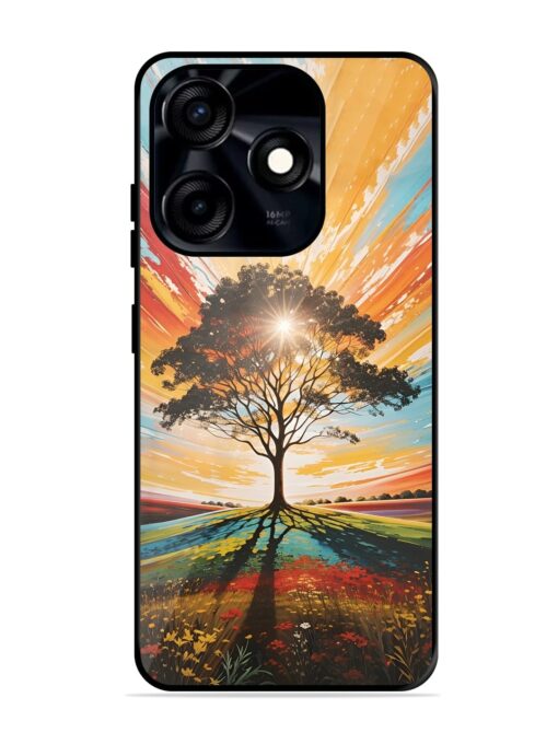 Abstract Tree Colorful Art Glossy Metal Phone Cover for Tecno Spark 10C