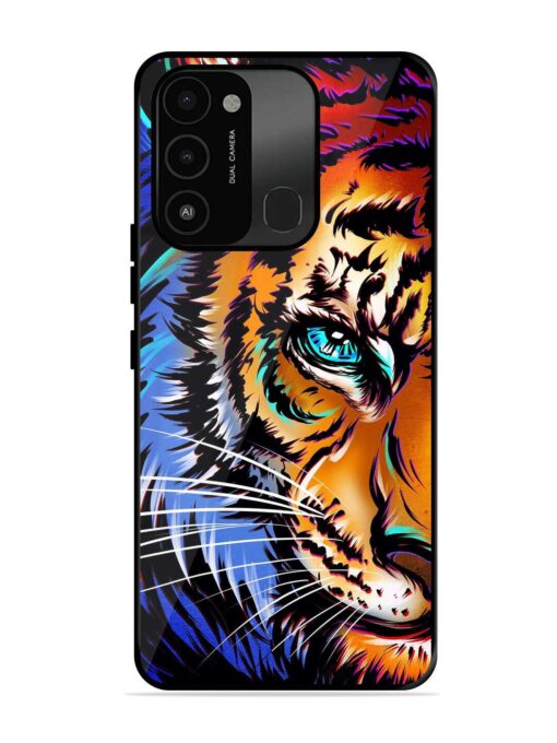 Colorful Lion Art Glossy Metal Phone Cover for Tecno Spark 8C