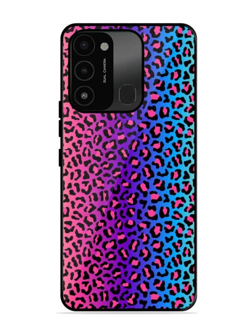 Colorful Leopard Seamless Glossy Metal Phone Cover for Tecno Spark 8C