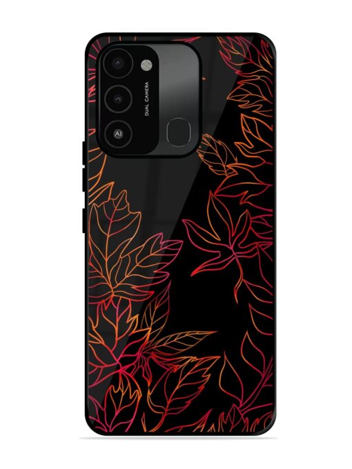 Red Floral Pattern Glossy Metal Phone Cover for Tecno Spark 8C