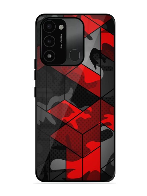 Royal Red Camouflage Pattern Glossy Metal Phone Cover for Tecno Spark 8C