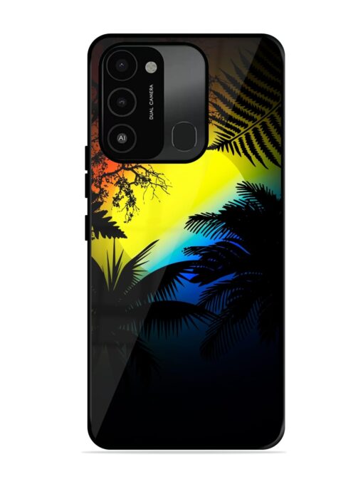 Colorful Sunset With Palm Trees Glossy Metal Phone Cover for Tecno Spark 8C