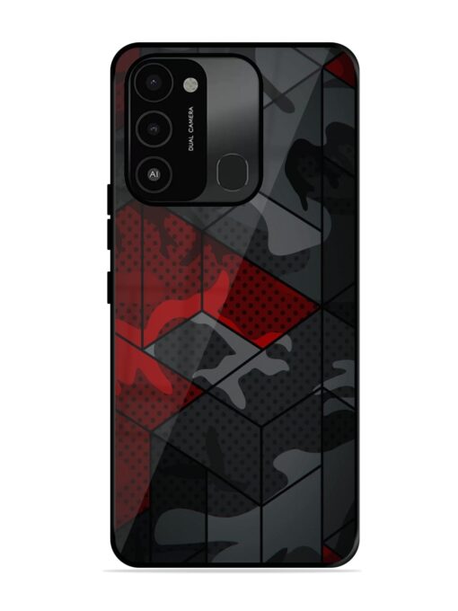 Red And Grey Pattern Glossy Metal Phone Cover for Tecno Spark 8C Zapvi