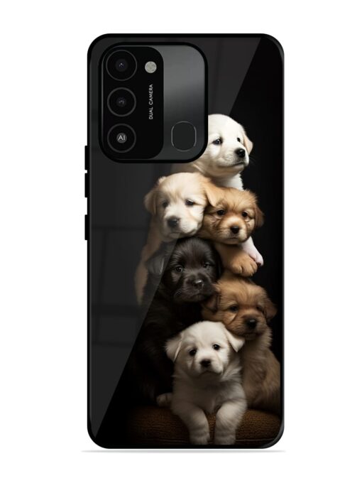 Cute Baby Dogs Glossy Metal Phone Cover for Tecno Spark 8C