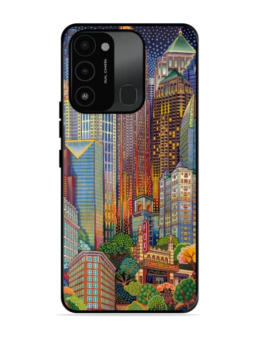 Cityscapes Art Glossy Metal Phone Cover for Tecno Spark 8C