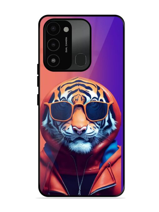 Tiger Animation Glossy Metal Phone Cover for Tecno Spark 8C