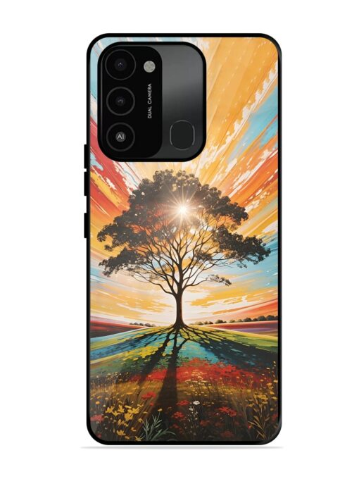 Abstract Tree Colorful Art Glossy Metal Phone Cover for Tecno Spark 8C