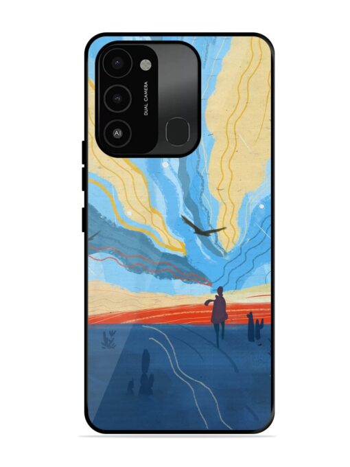 Minimal Abstract Landscape Glossy Metal Phone Cover for Tecno Spark Go (2022) Zapvi