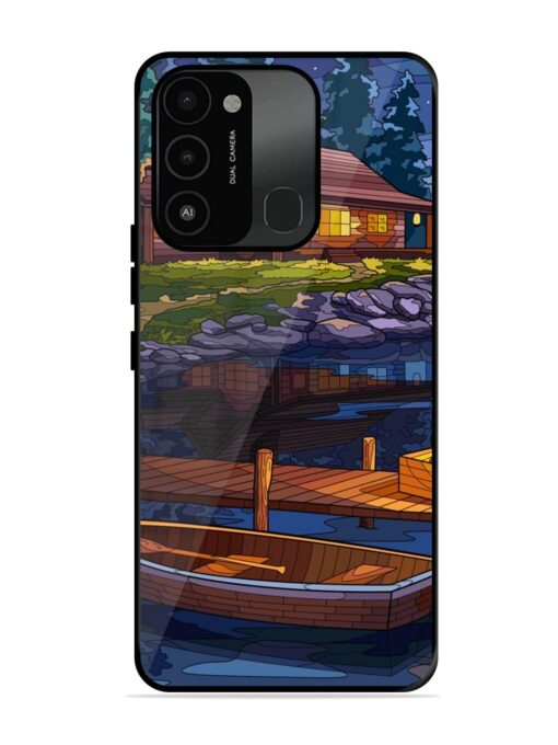 Village Night Scene Glossy Metal Phone Cover for Tecno Spark Go (2022)