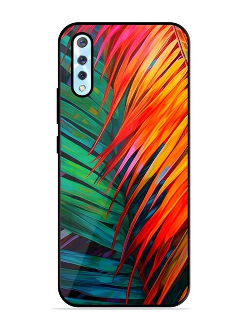 Painted Tropical Leaves Glossy Metal Phone Cover for Vivo S1