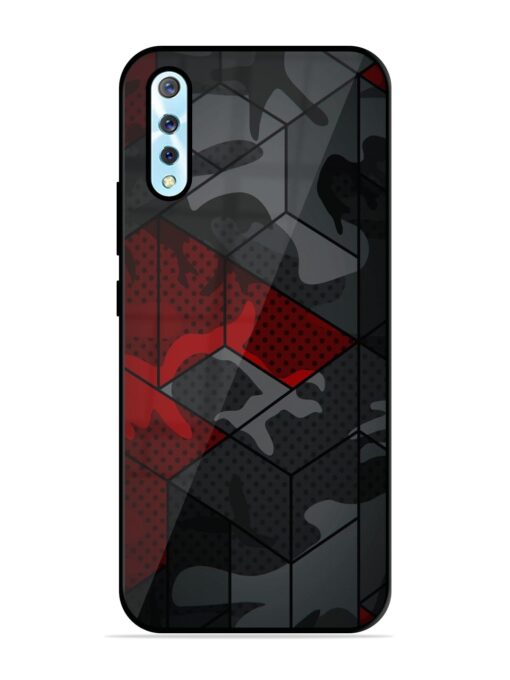 Red And Grey Pattern Glossy Metal Phone Cover for Vivo S1