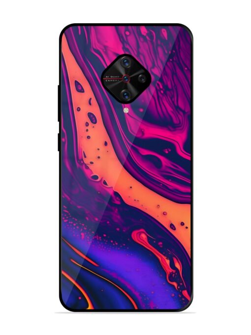 Fluid Blue Pink Art Glossy Metal Phone Cover for Vivo S1 Pro