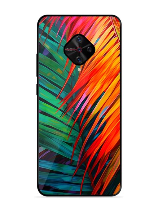 Painted Tropical Leaves Glossy Metal Phone Cover for Vivo S1 Pro Zapvi