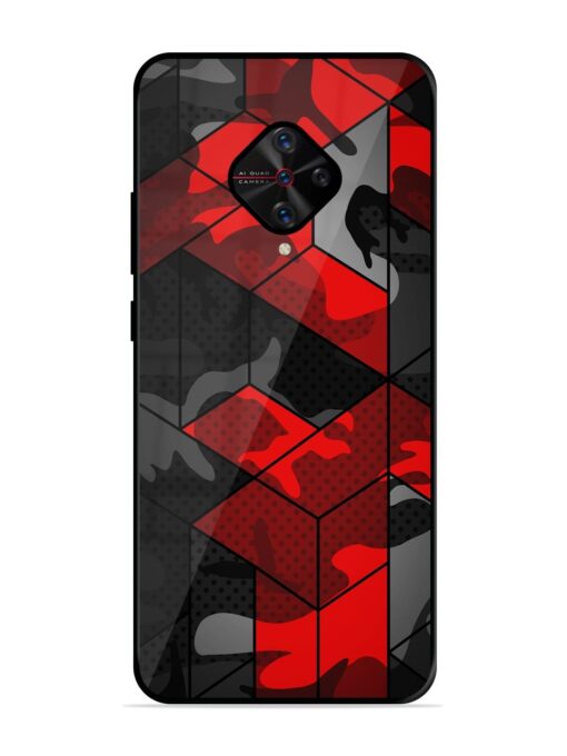 Royal Red Camouflage Pattern Glossy Metal Phone Cover for Vivo S1 Pro Zapvi