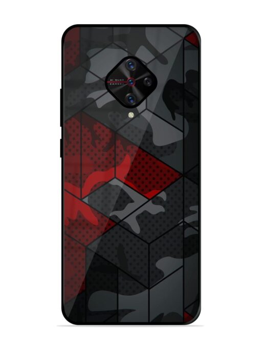 Red And Grey Pattern Glossy Metal Phone Cover for Vivo S1 Pro Zapvi