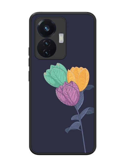 Flower Vector Glossy Metal Phone Cover for Vivo T1 (44W)