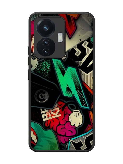 Graffiti Art Glossy Metal Phone Cover for Vivo T1 (44W)