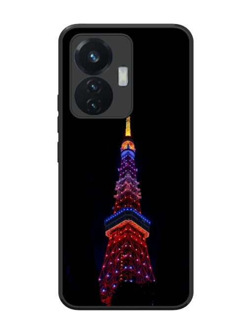 Eiffel Tower Night View Glossy Metal Phone Cover for Vivo T1 (44W) Zapvi