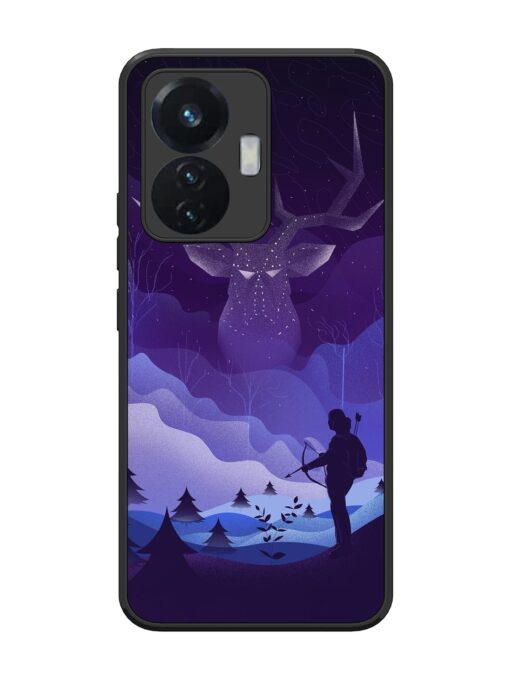 Deer Forest River Glossy Metal Phone Cover for Vivo T1 (44W)