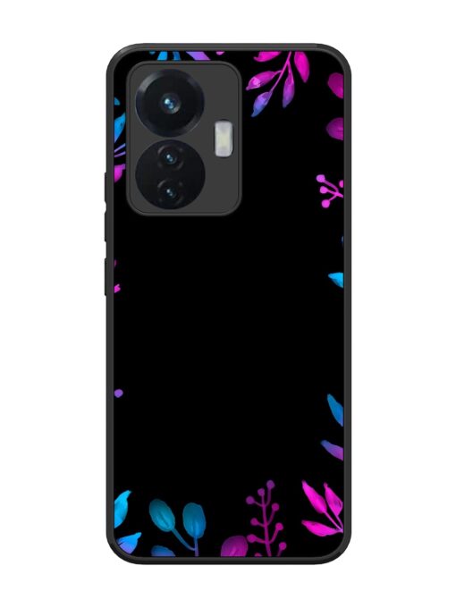 Flower Pattern Watercolor Glossy Metal Phone Cover for Vivo T1 (44W)