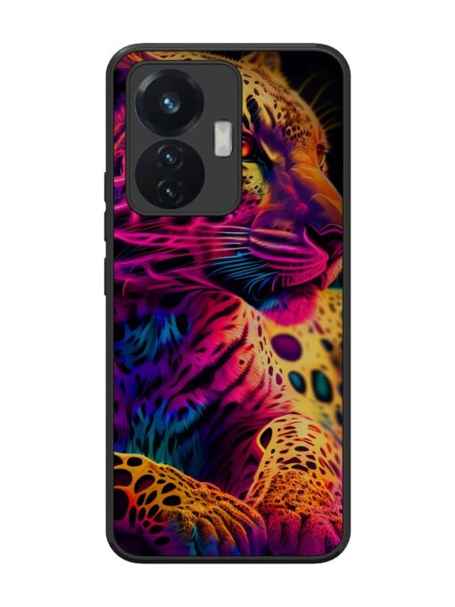 Leopard Art Glossy Metal Phone Cover for Vivo T1 (44W) Zapvi