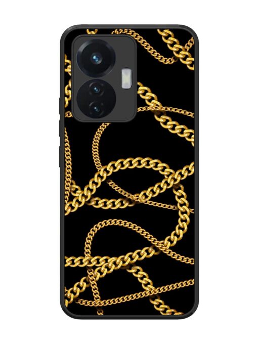 Decorative Golde Chain Glossy Metal Phone Cover for Vivo T1 (44W) Zapvi