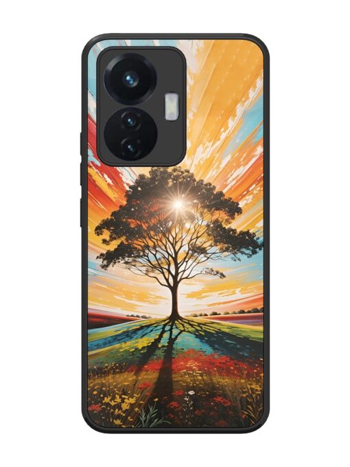 Abstract Tree Colorful Art Glossy Metal Phone Cover for Vivo T1 (44W) Zapvi