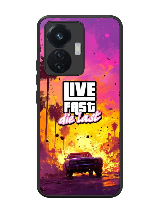 Live Fast Glossy Metal Phone Cover for Vivo T1 (44W) Zapvi