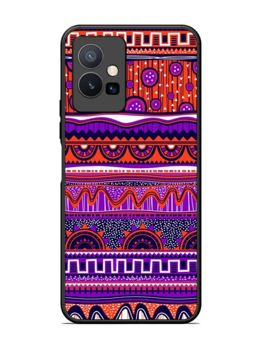 Ethnic Seamless Pattern Glossy Metal TPU Phone Cover for Vivo T1 (5G)