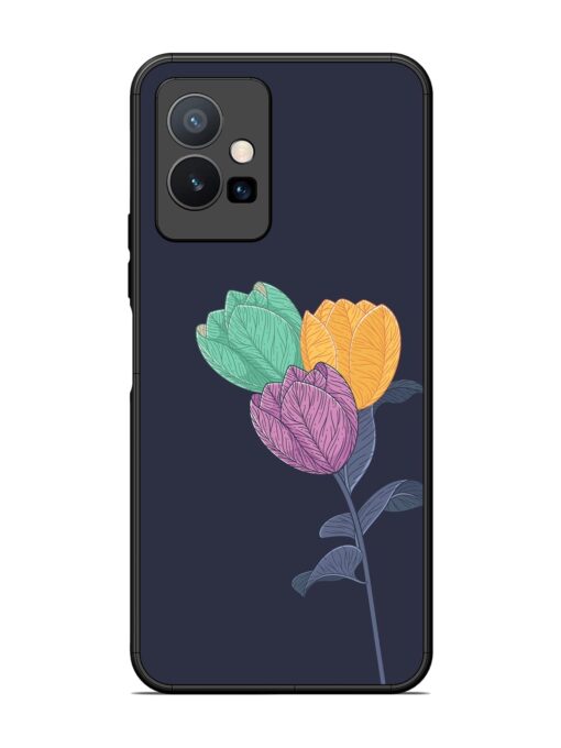 Flower Vector Glossy Metal Phone Cover for Vivo T1 (5G)