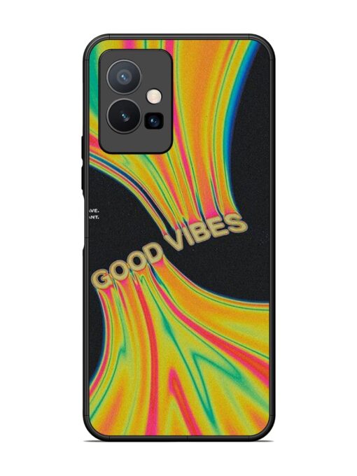 Good Vibes Glossy Metal Phone Cover for Vivo T1 (5G) Zapvi