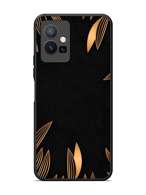 Golden Leaf Pattern Glossy Metal Phone Cover for Vivo T1 (5G) Zapvi