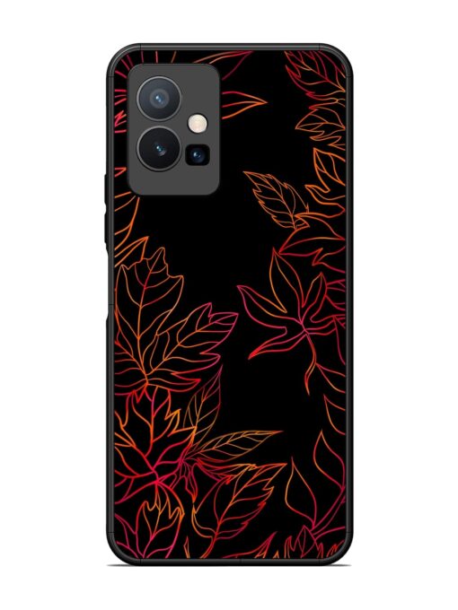 Red Floral Pattern Glossy Metal Phone Cover for Vivo T1 (5G)