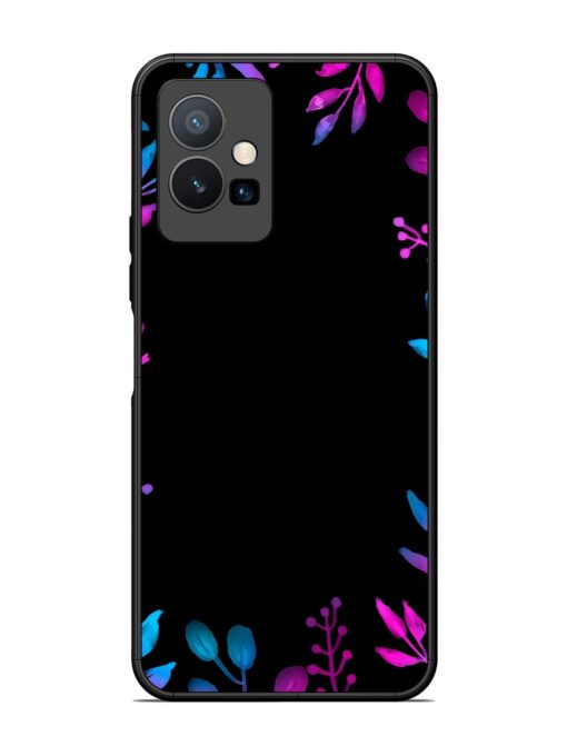 Flower Pattern Watercolor Glossy Metal Phone Cover for Vivo T1 (5G)