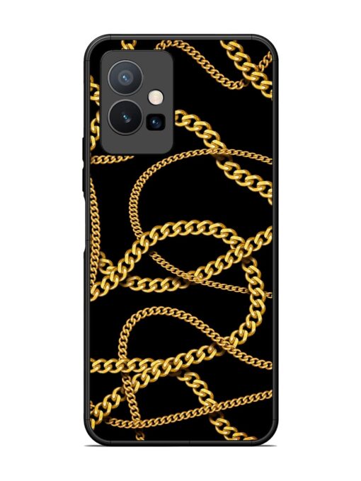 Decorative Golde Chain Glossy Metal Phone Cover for Vivo T1 (5G) Zapvi