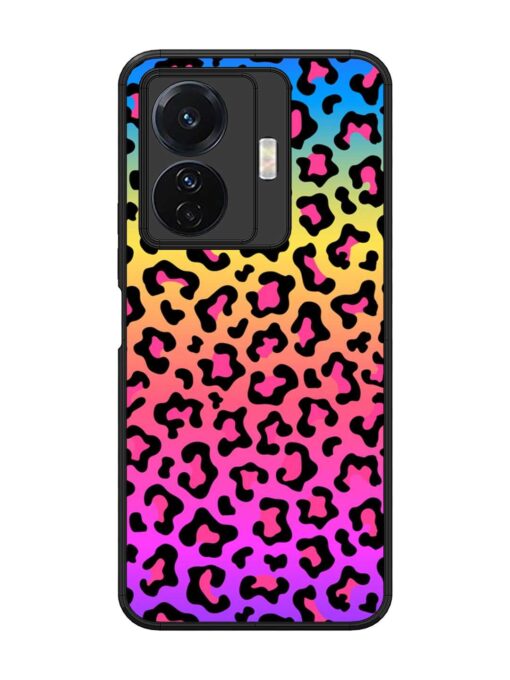 Neon Rainbow Colored Glossy Metal Phone Cover for Vivo T1 Pro (5G)