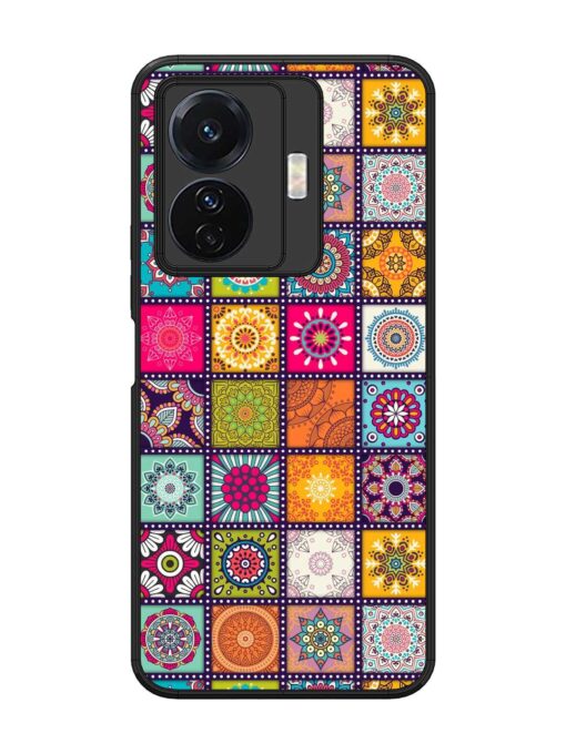 Seamless Pattern Vintage Glossy Metal Phone Cover for Vivo T1 Pro (5G)