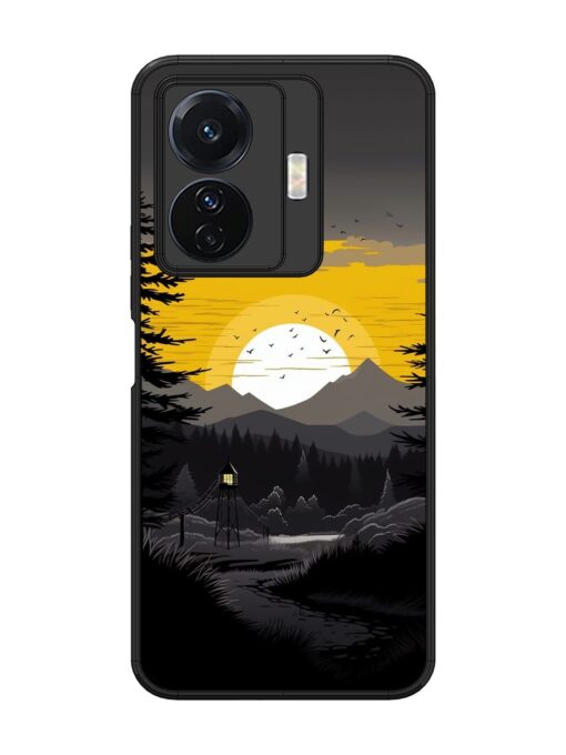 Sunset Vector Glossy Metal Phone Cover for Vivo T1 Pro (5G)