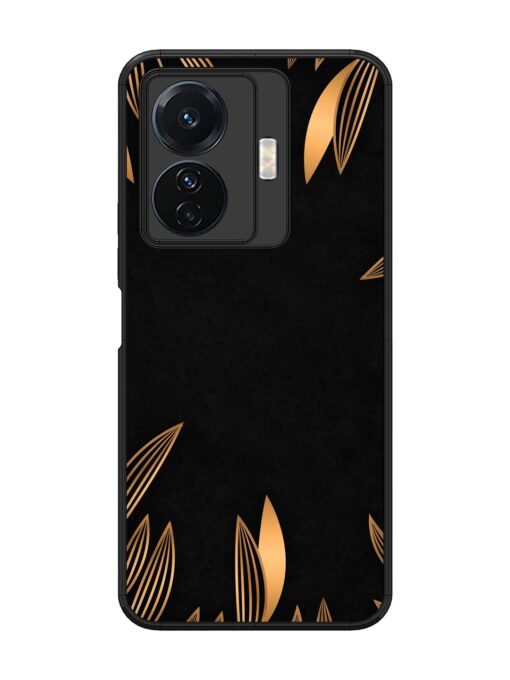 Golden Leaf Pattern Glossy Metal Phone Cover for Vivo T1 Pro (5G) Zapvi