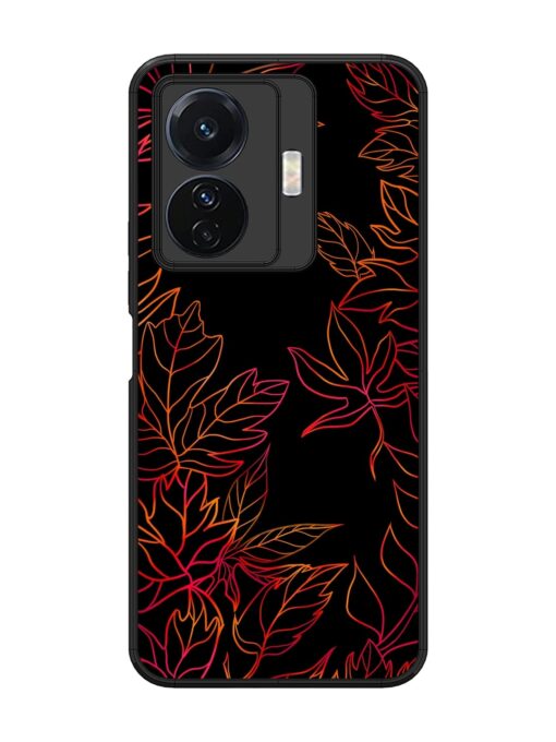 Red Floral Pattern Glossy Metal Phone Cover for Vivo T1 Pro (5G) Zapvi