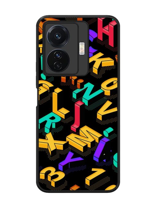 Seamless Pattern With Letters Glossy Metal Phone Cover for Vivo T1 Pro (5G) Zapvi