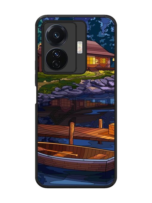 Village Night Scene Glossy Metal Phone Cover for Vivo T1 Pro (5G)