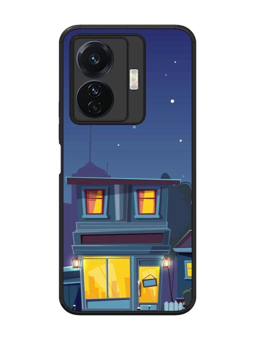 Vector Night House Glossy Metal Phone Cover for Vivo T1 Pro (5G)