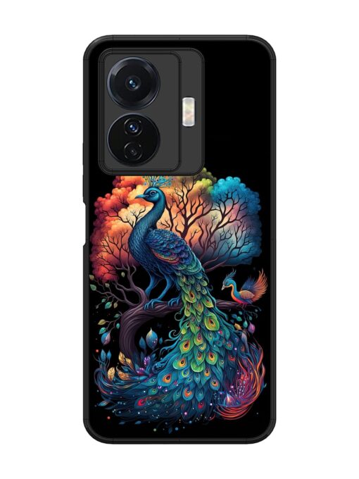 Peacock Tree Art Glossy Metal Phone Cover for Vivo T1 Pro (5G)