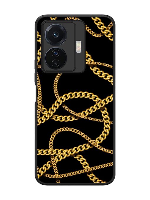 Decorative Golde Chain Glossy Metal Phone Cover for Vivo T1 Pro (5G) Zapvi