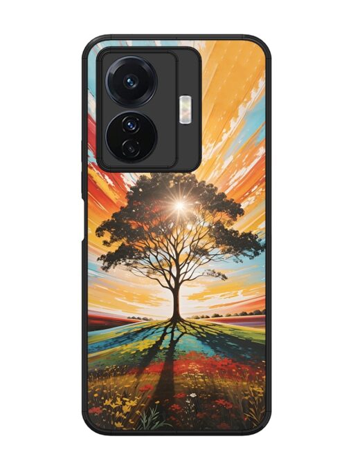 Abstract Tree Colorful Art Glossy Metal Phone Cover for Vivo T1 Pro (5G) Zapvi