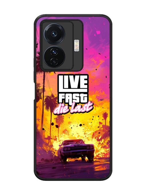 Live Fast Glossy Metal Phone Cover for Vivo T1 Pro (5G) Zapvi