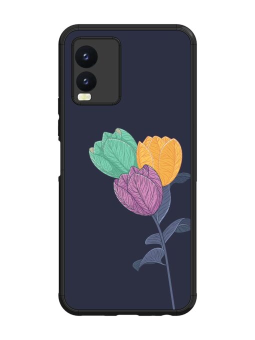 Flower Vector Glossy Metal Phone Cover for Vivo T1X Zapvi