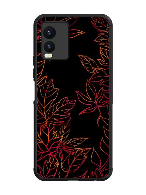 Red Floral Pattern Glossy Metal Phone Cover for Vivo T1X