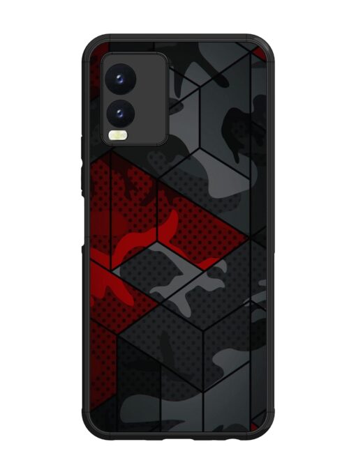 Red And Grey Pattern Glossy Metal Phone Cover for Vivo T1X